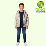 Casaca Deportiva Impermeable con Capucha forrada de polar para Niños – Estampado Dinosaurio
