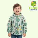 Casaca Deportiva Impermeable con Capucha forrada de polar para Niños – Estampado Dinosaurio